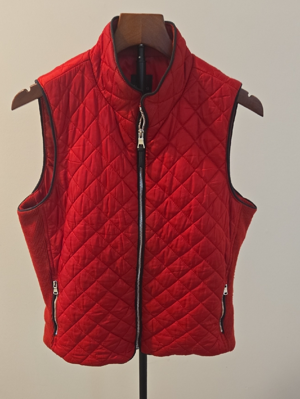 Rafaella Quilted Red Sleeveless Zip-Front Vest